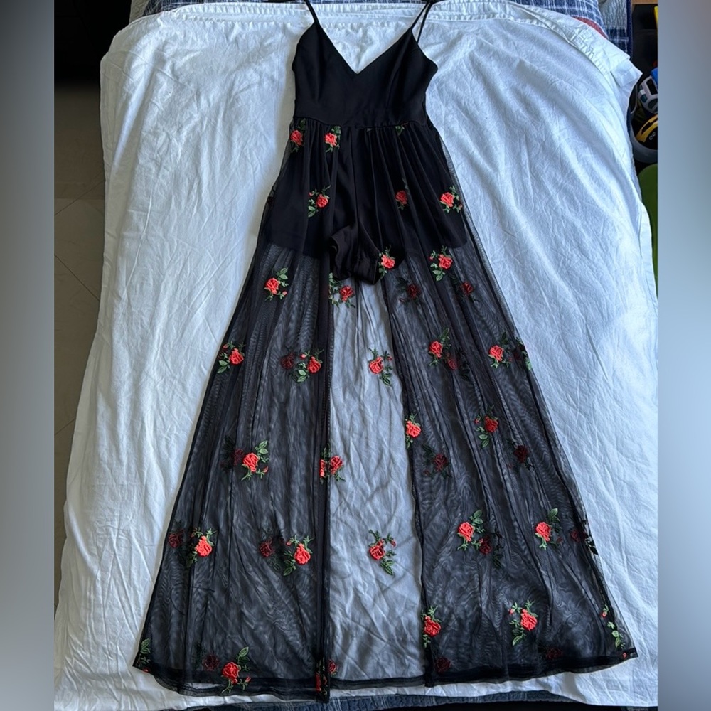 Black floral Romper